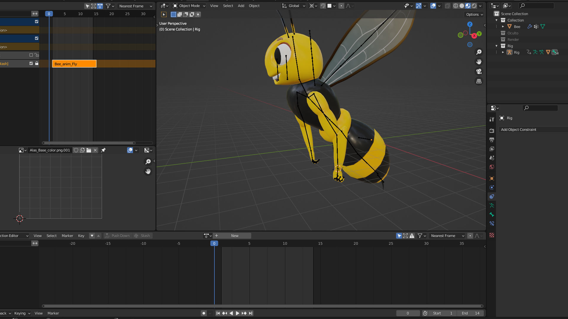 Cute Bee Character 3D model with Animation Low-poly 3D model_6