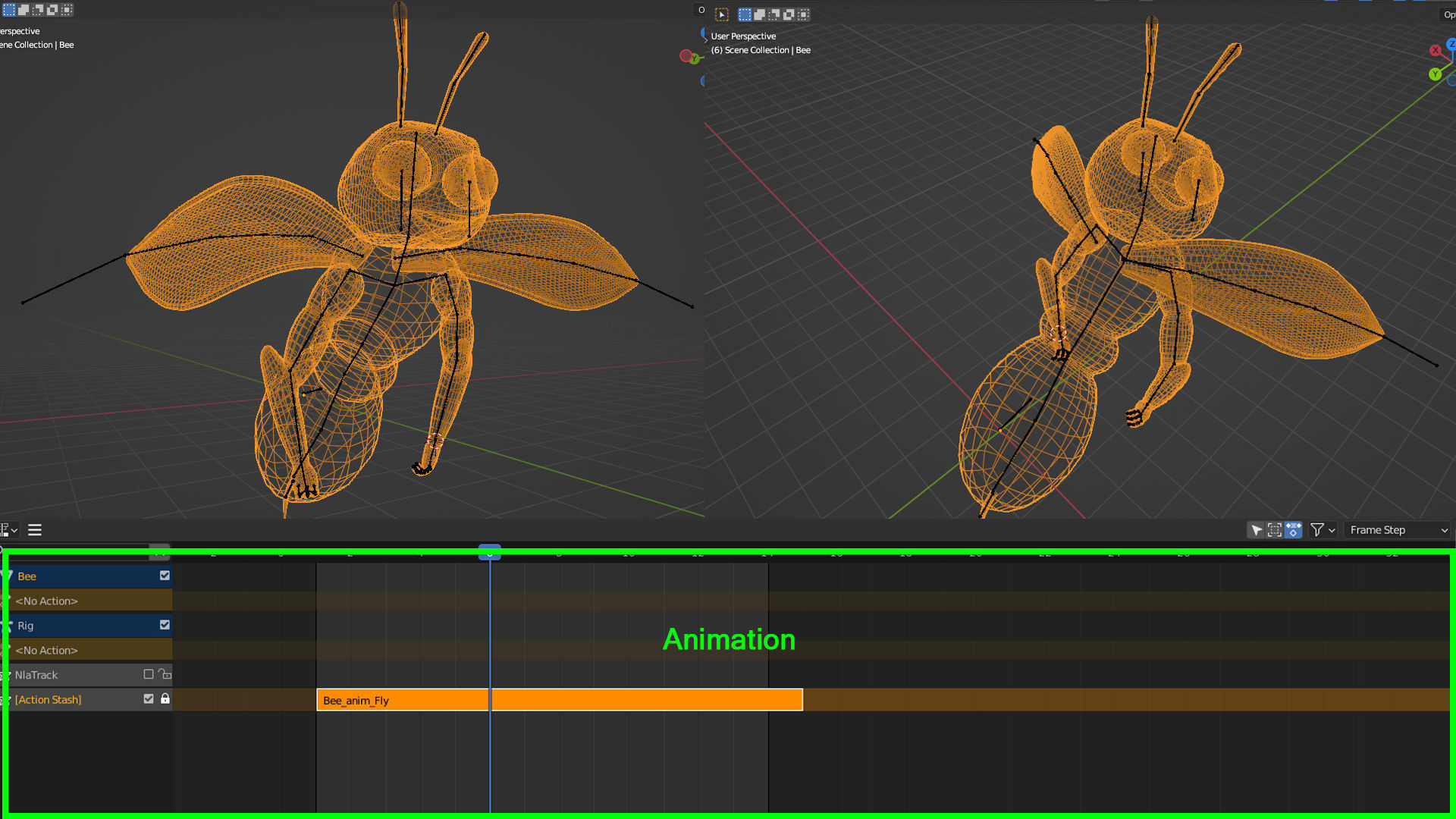 Cute Bee Character 3D model with Animation Low-poly 3D model_4