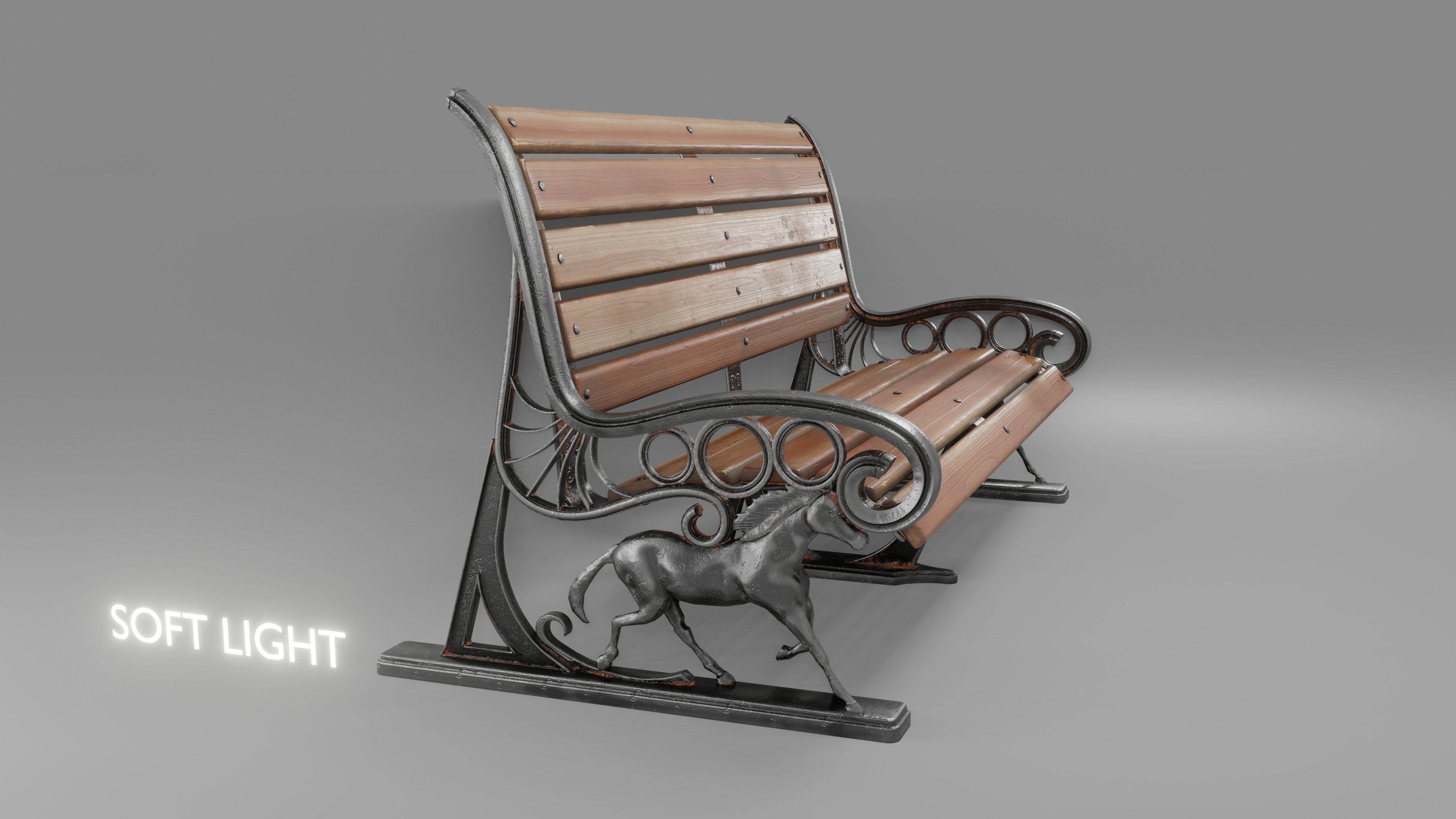 Park Bench Low-poly 3D model_9