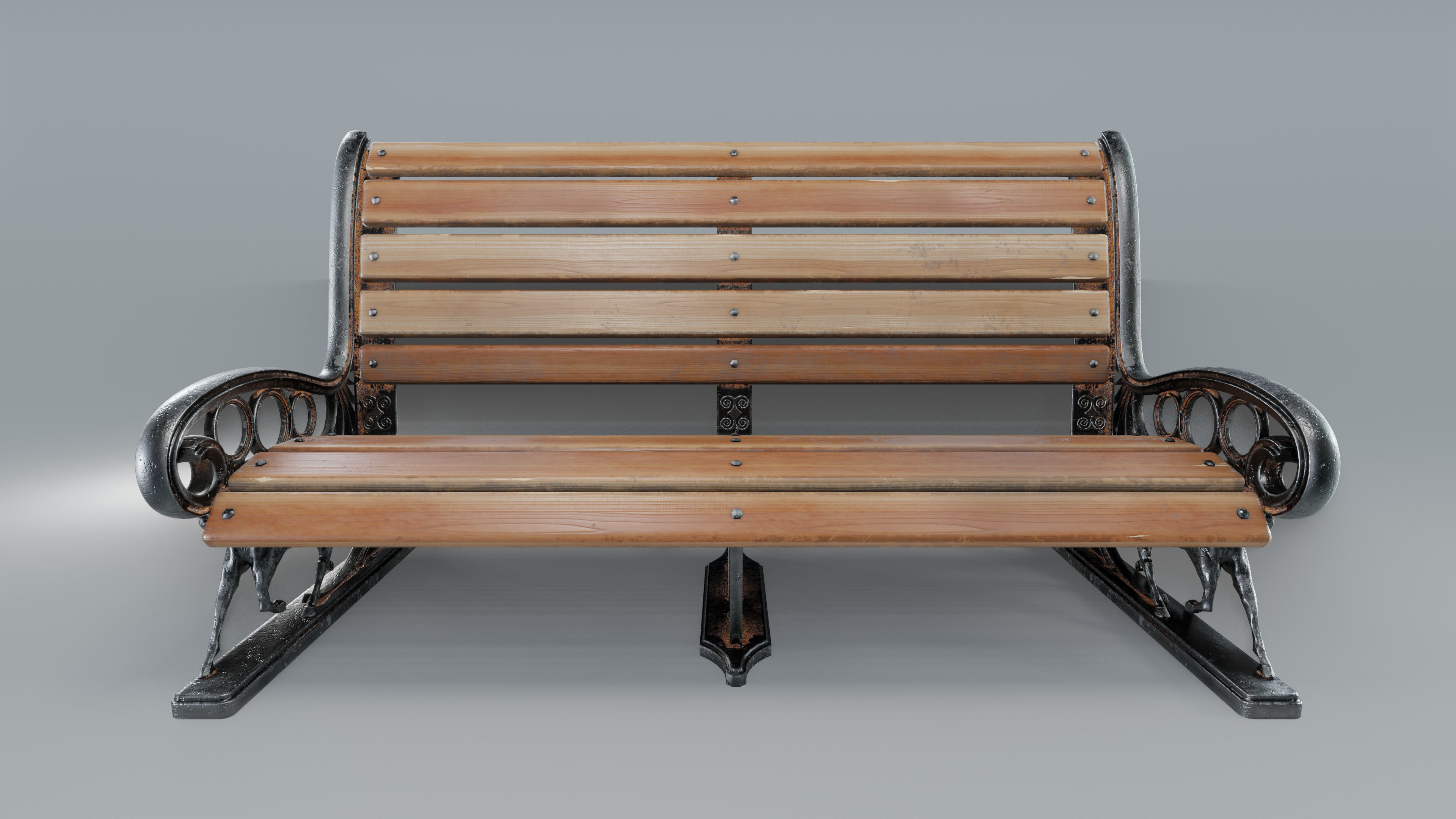 Park Bench Low-poly 3D model_6