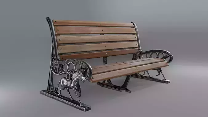 Park Bench Low-poly 3D model