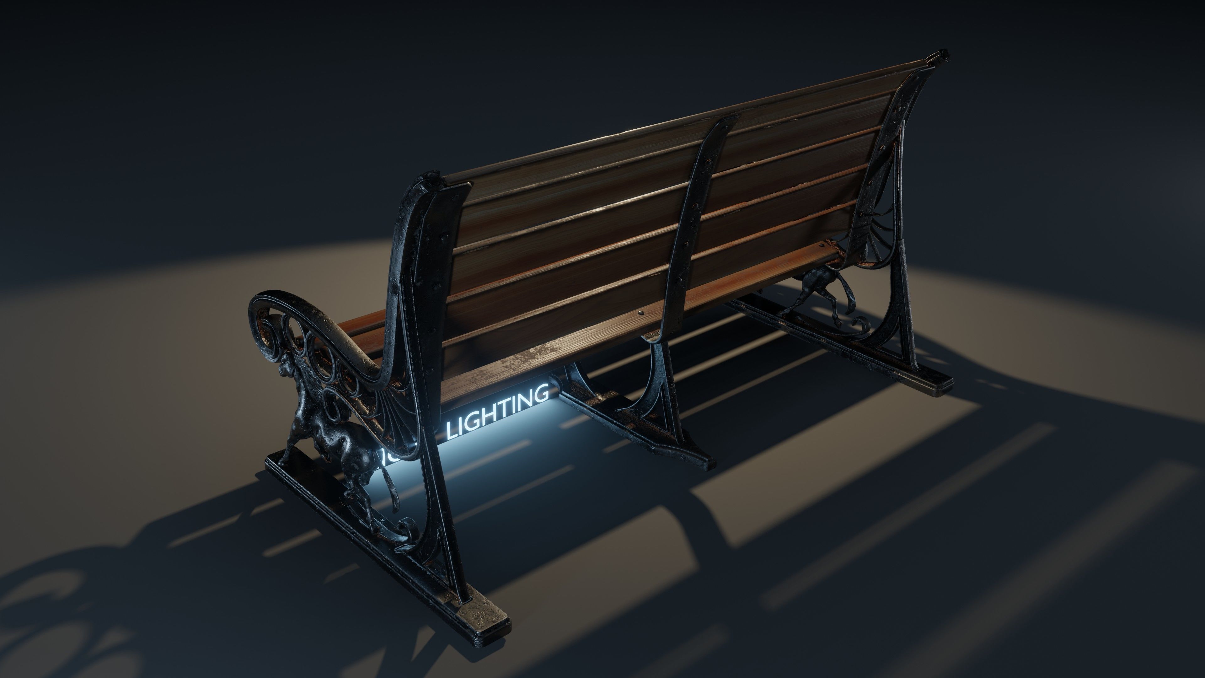 Park Bench Low-poly 3D model_14