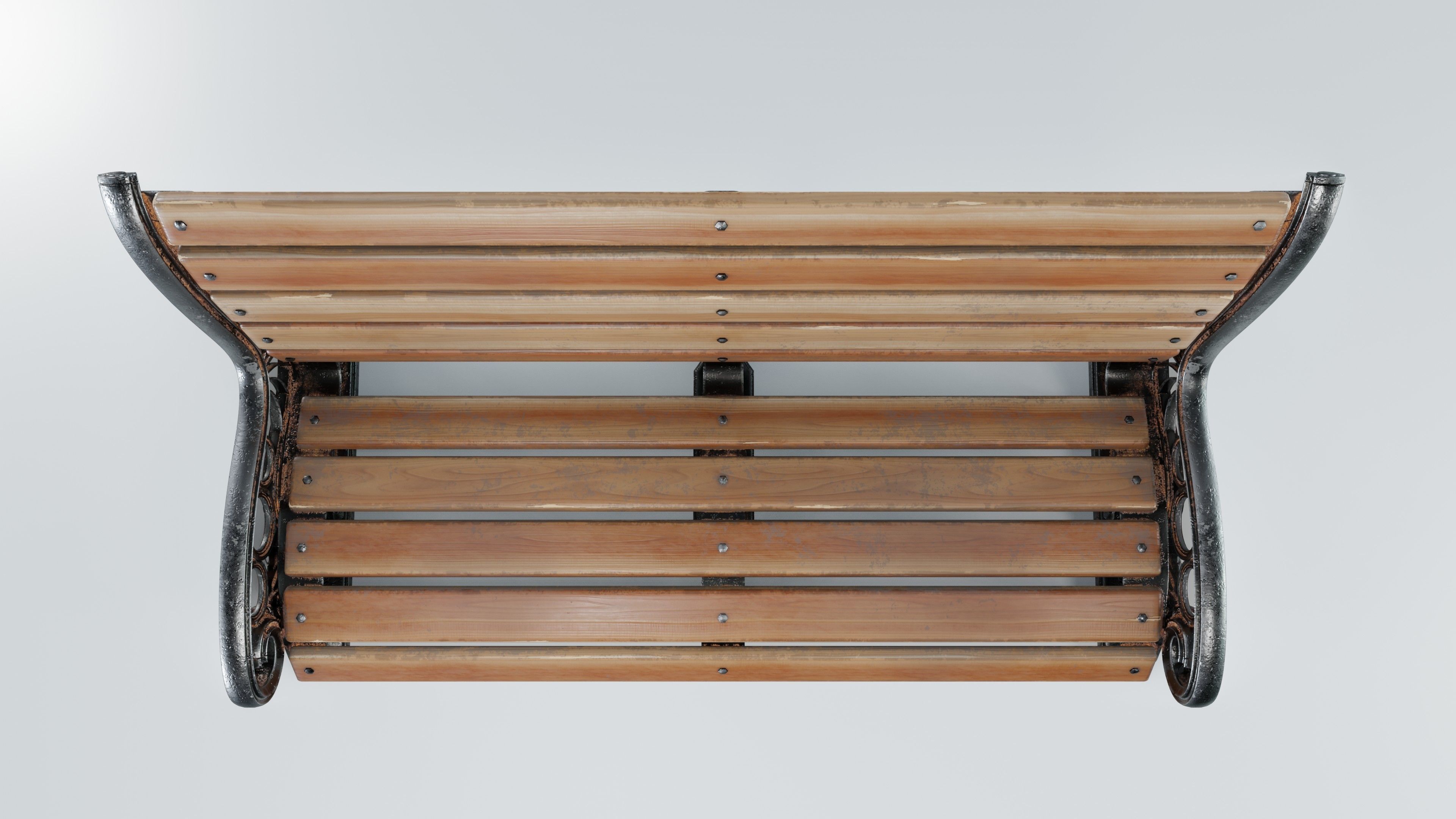 Park Bench Low-poly 3D model_5