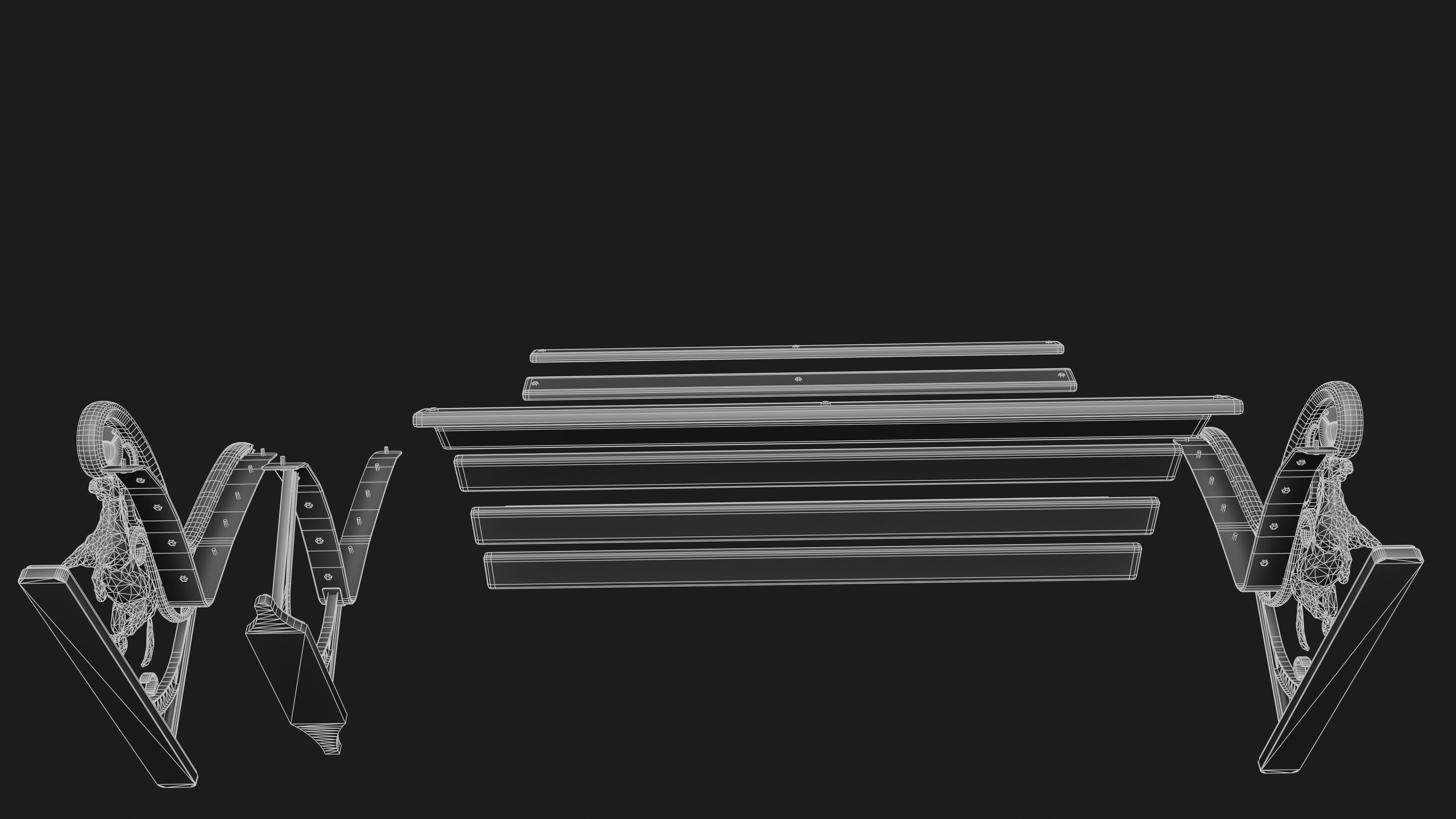 Park Bench Low-poly 3D model_20