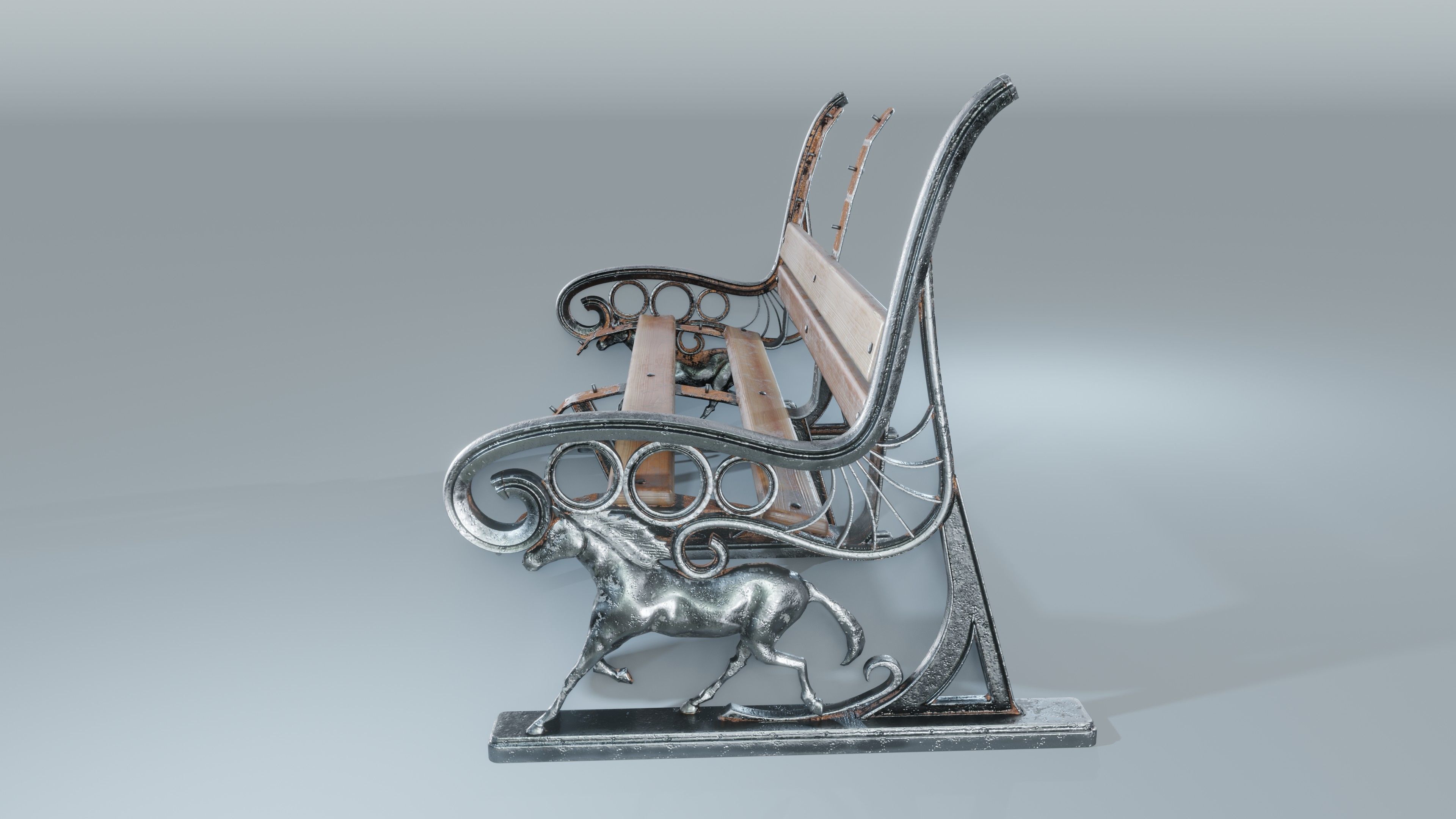 Park Bench Low-poly 3D model_1