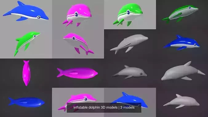 Inflatable dolphin 3D models