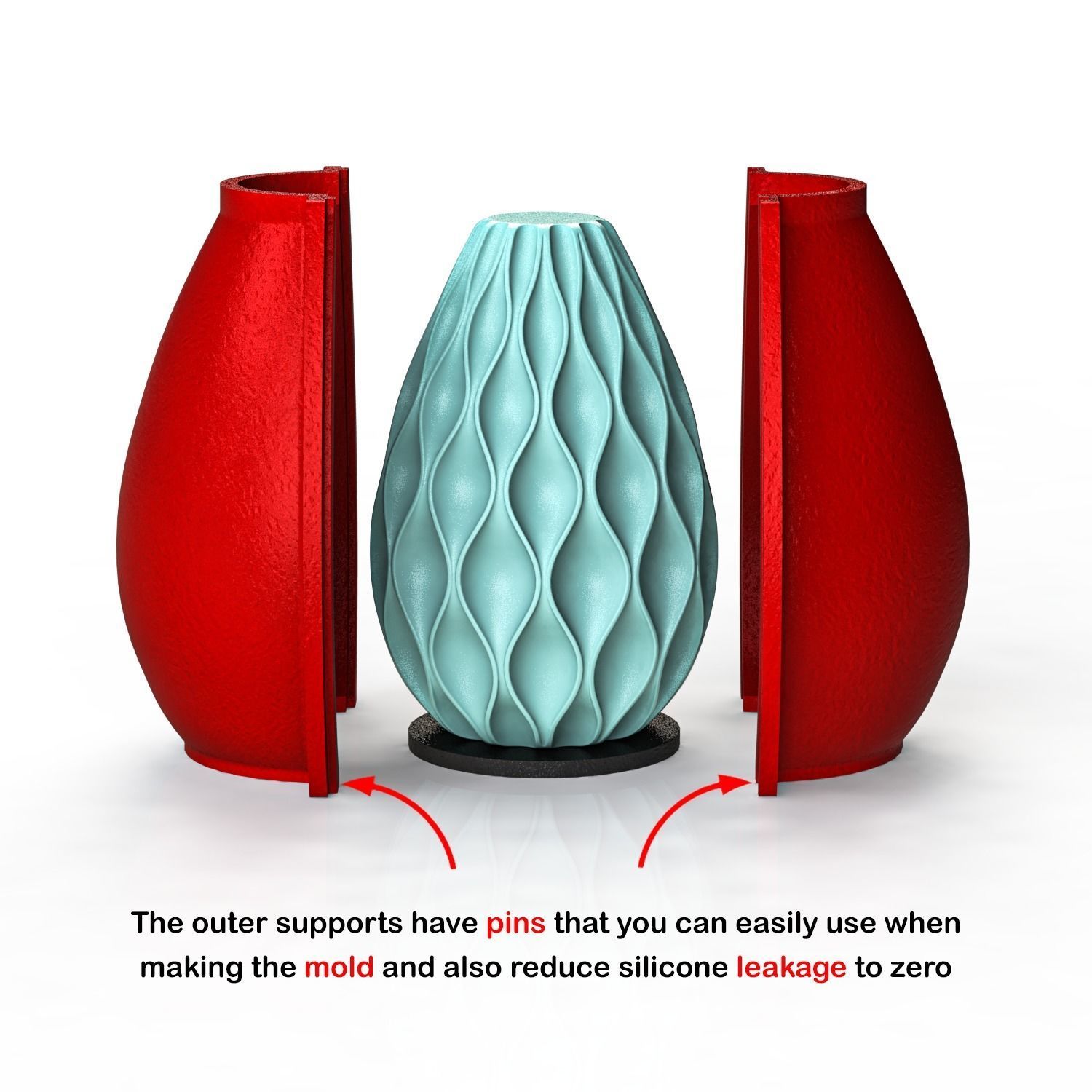 candle with outer supports for making silicone mold 3D print model_2