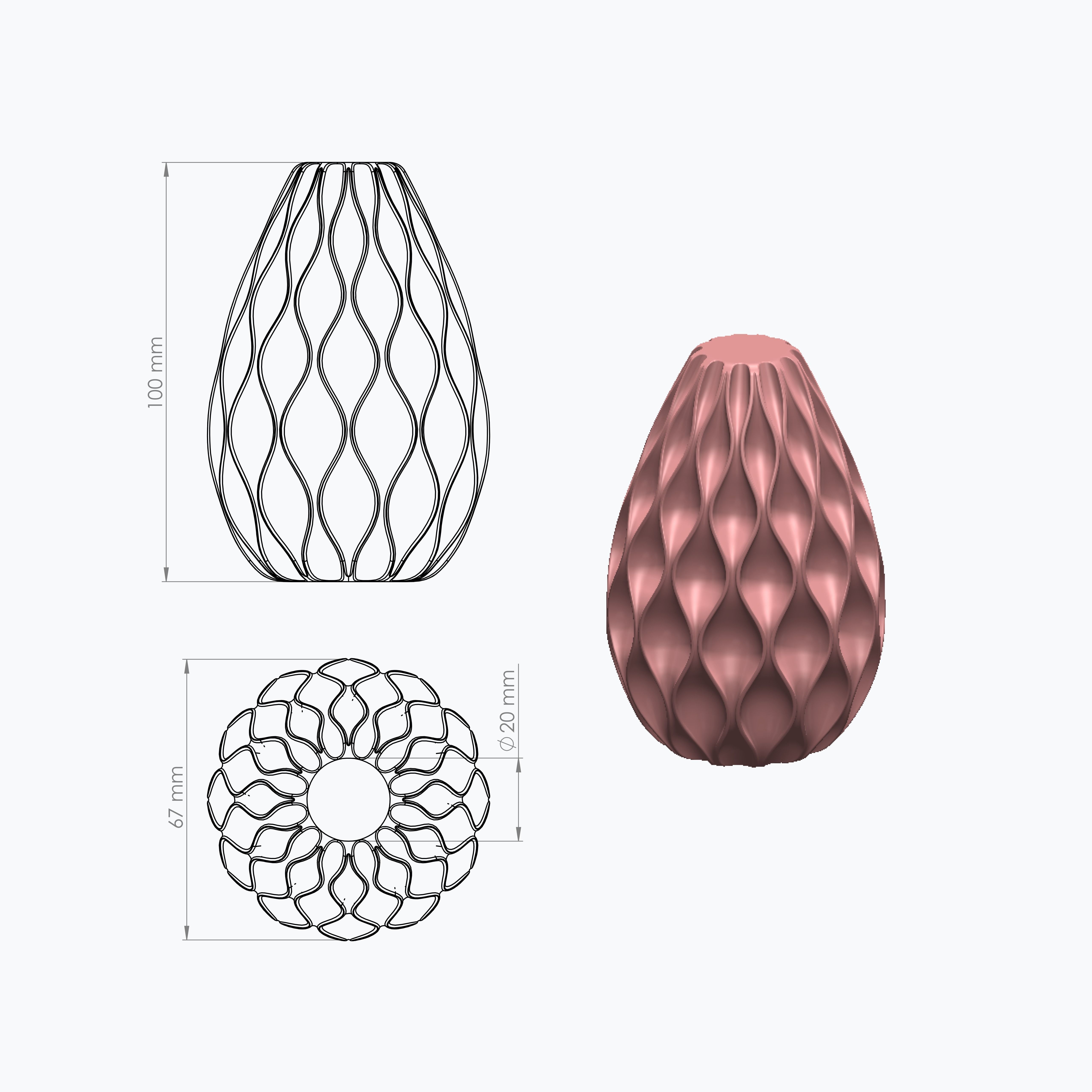 candle with outer supports for making silicone mold 3D print model_5