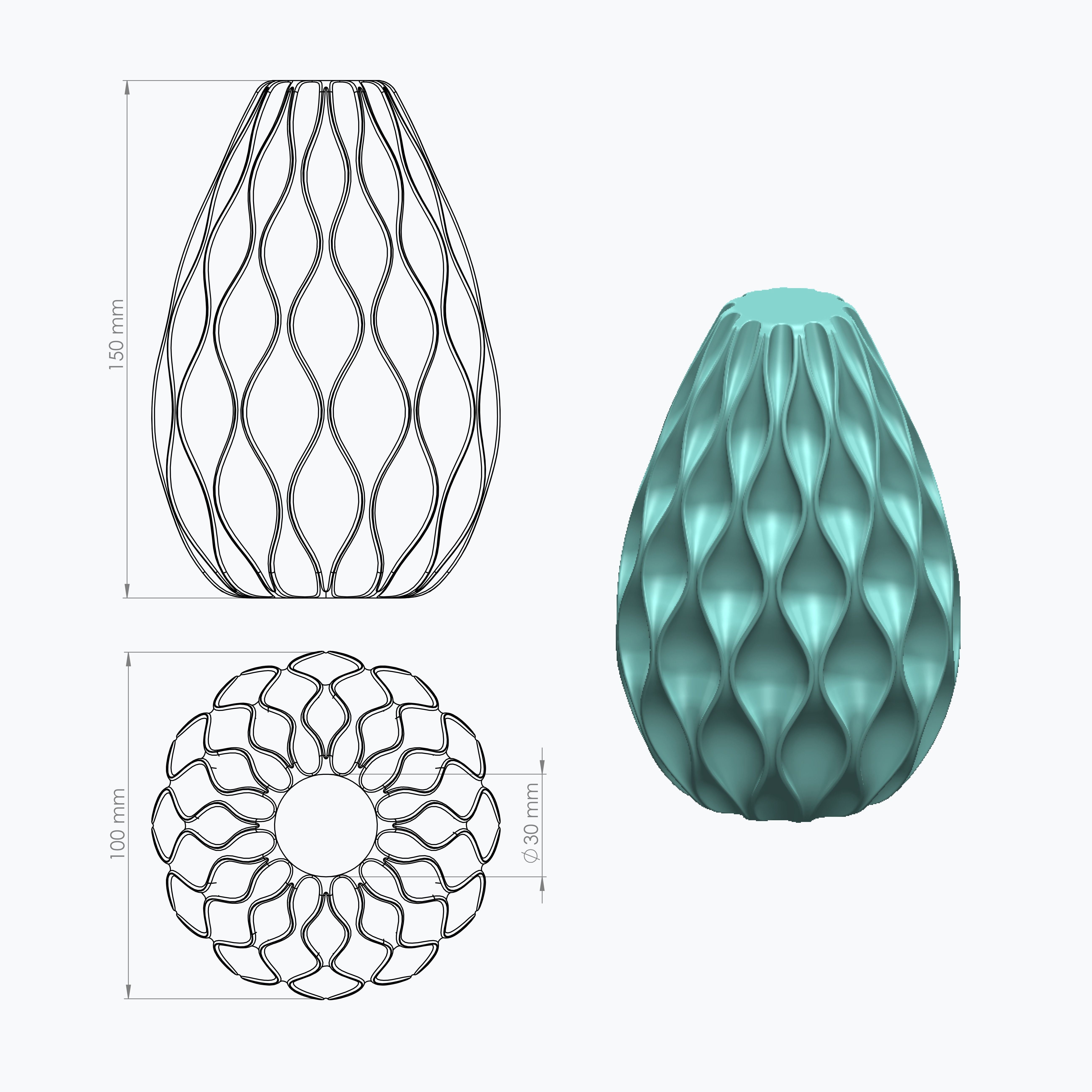 candle with outer supports for making silicone mold 3D print model_6