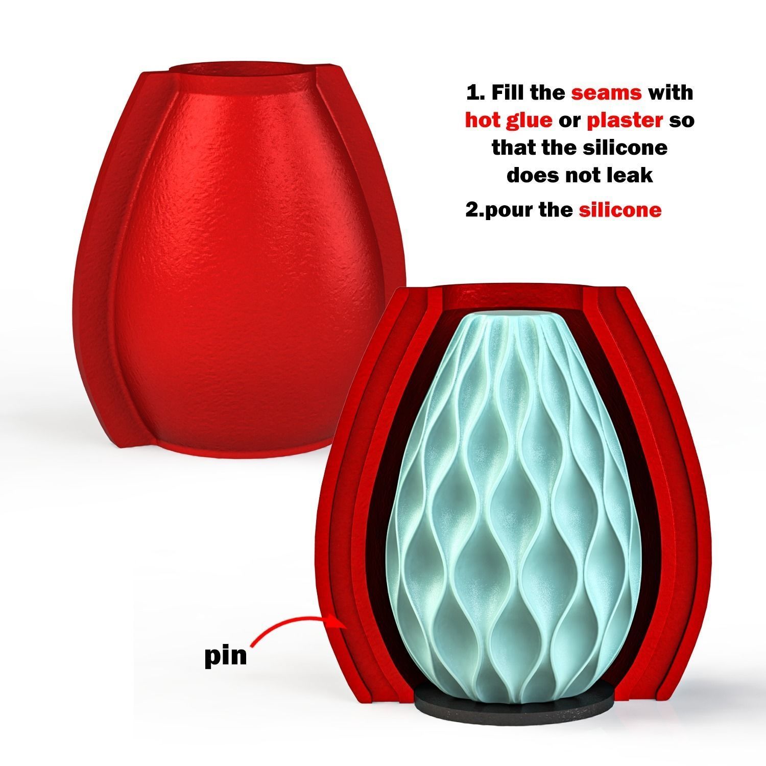 candle with outer supports for making silicone mold 3D print model_3