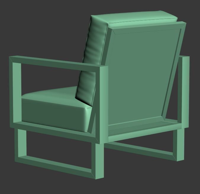 Armchair lounge chair with fabric and wooden frame Low-poly 3D model_12