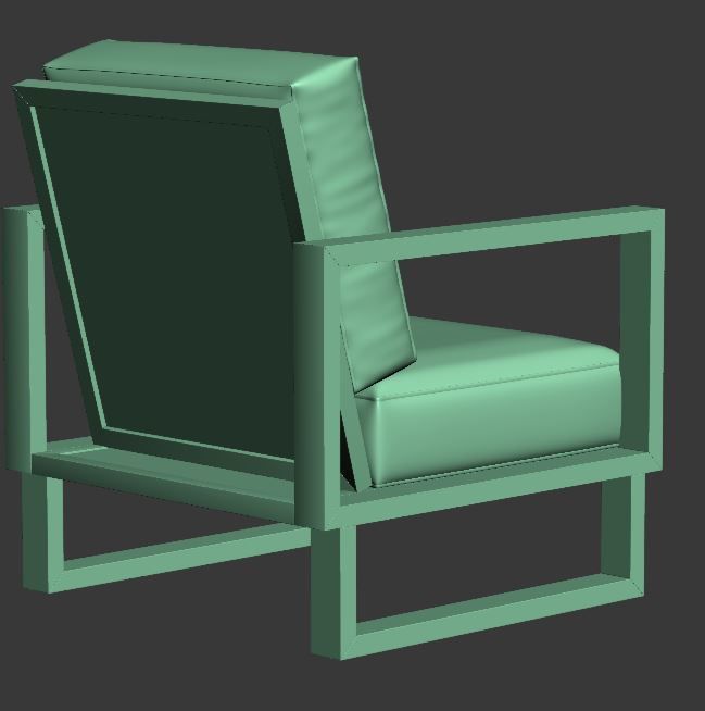 Armchair lounge chair with fabric and wooden frame Low-poly 3D model_10