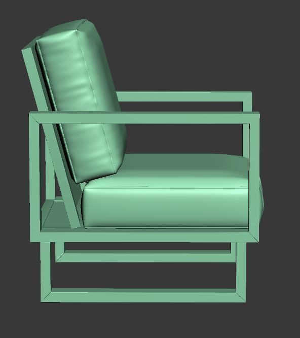 Armchair lounge chair with fabric and wooden frame Low-poly 3D model_9