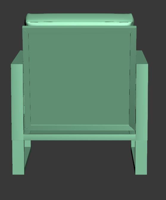 Armchair lounge chair with fabric and wooden frame Low-poly 3D model_11