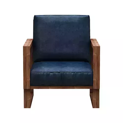 Armchair lounge chair with fabric and wooden frame