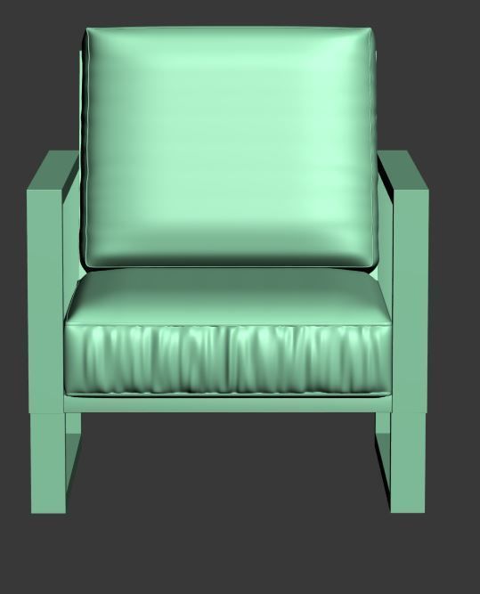 Armchair lounge chair with fabric and wooden frame Low-poly 3D model_6