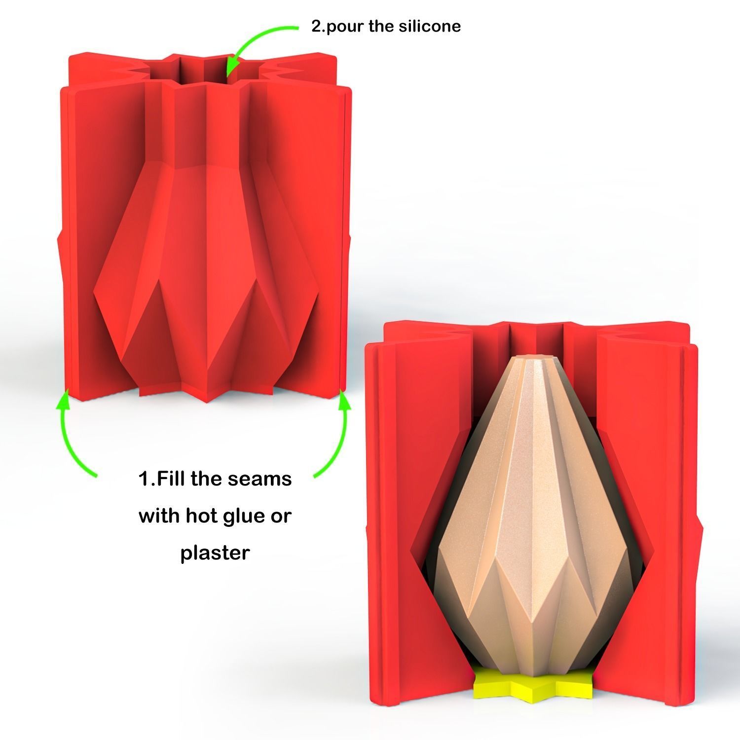 candle with outer supports for making silicone mold 3D print model_6