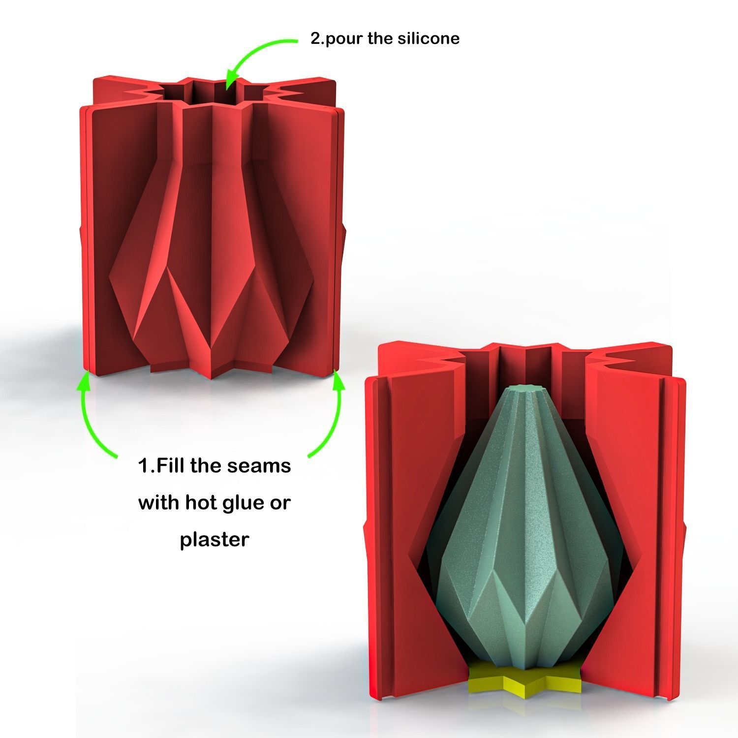 candle with outer supports for making silicone mold 3D print model_3