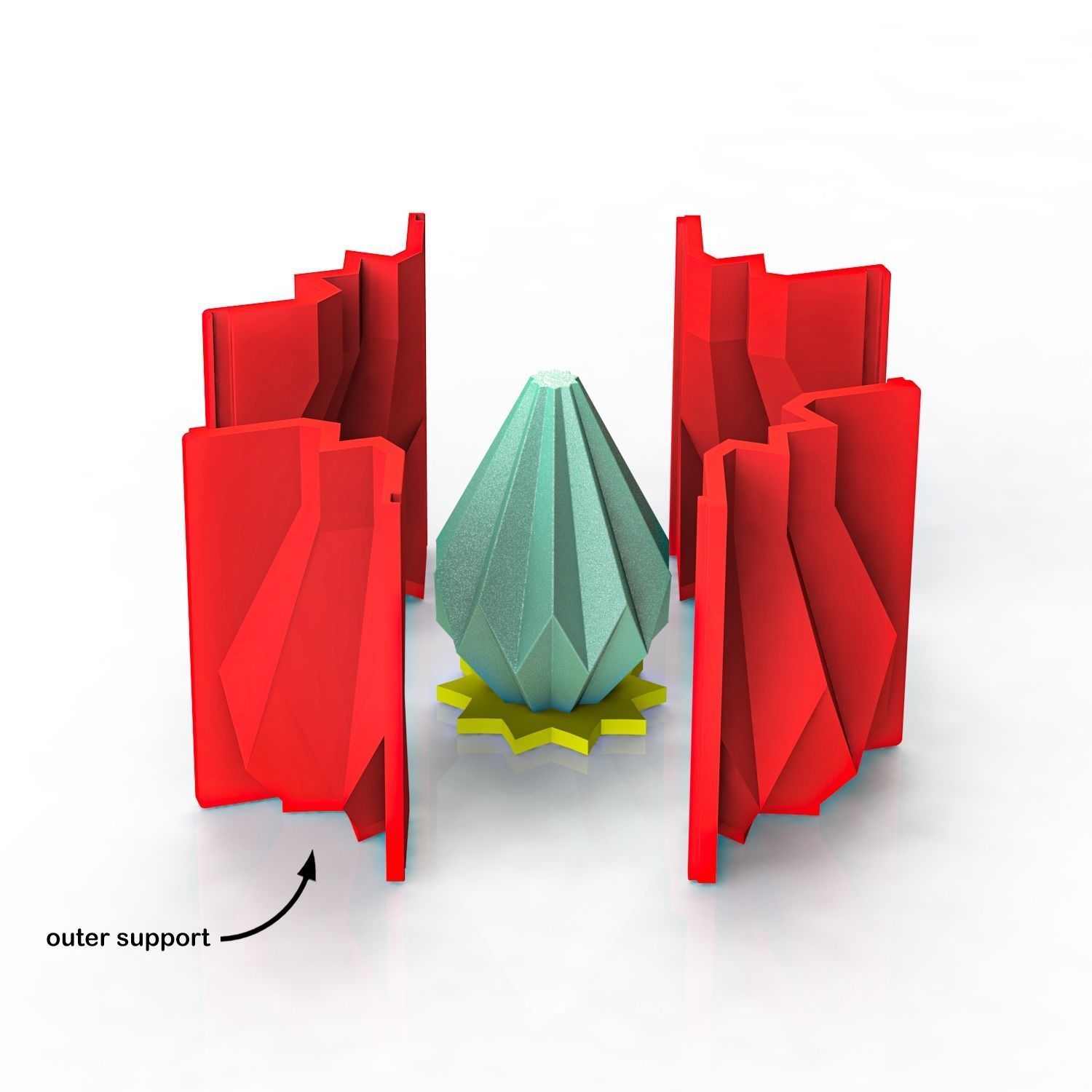 candle with outer supports for making silicone mold 3D print model_2