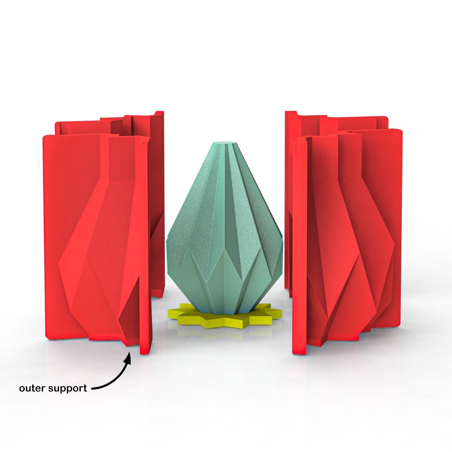 candle with outer supports for making silicone mold 3D print model_1