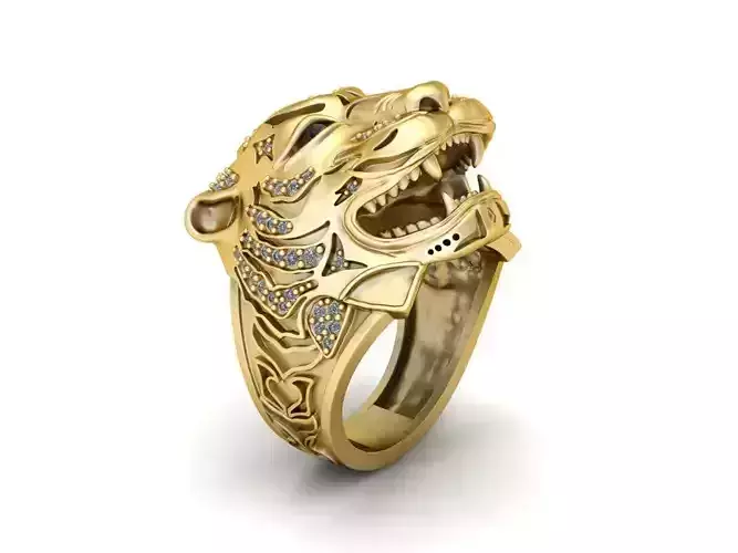 The Mens Tiger Gold Ring