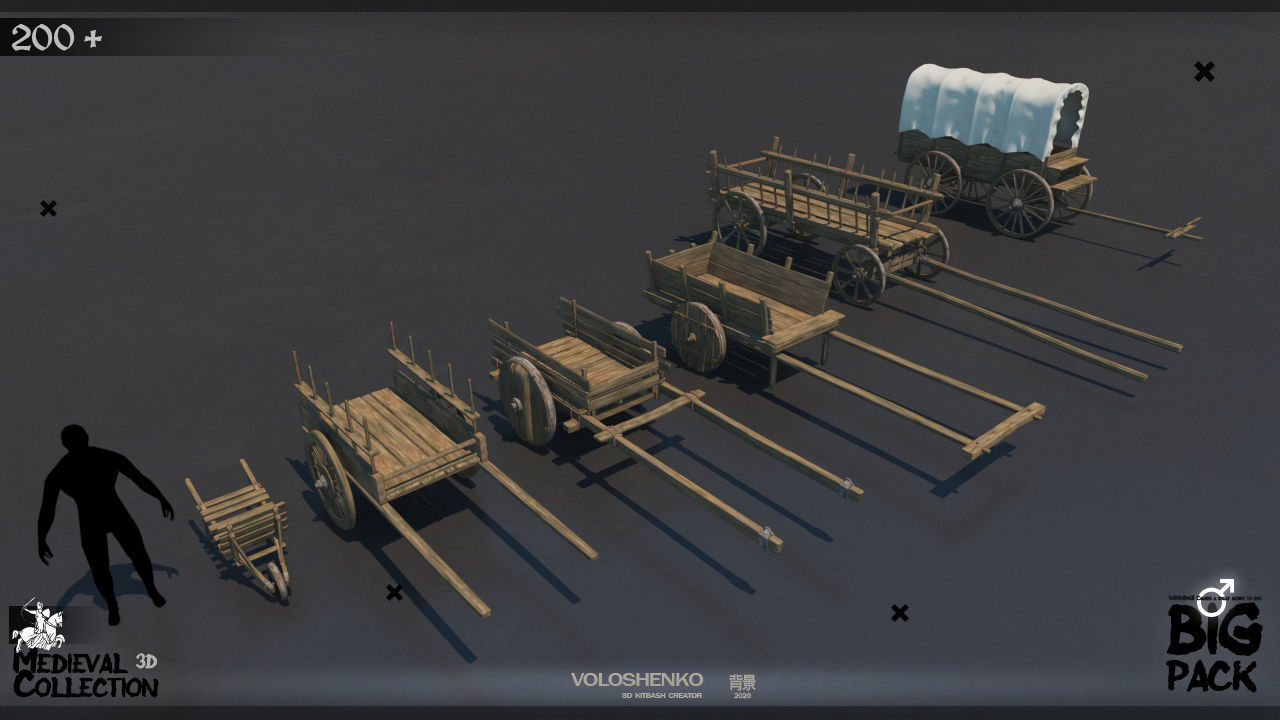 Medieval Collection 3D Model set of wooden furniture 3D model_5