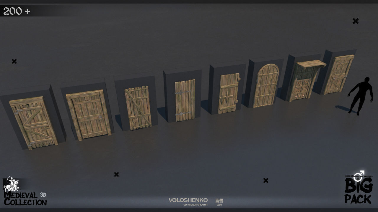 Medieval Collection 3D Model set of wooden furniture 3D model_10