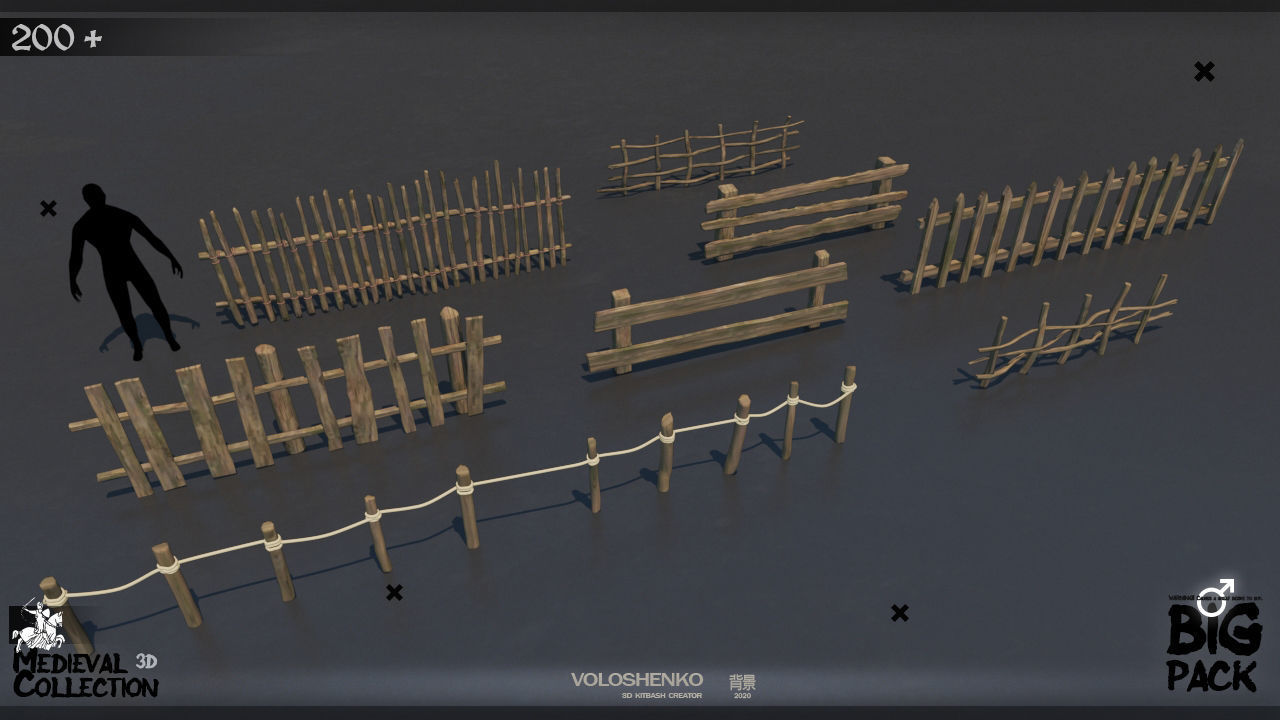 Medieval Collection 3D Model set of wooden furniture 3D model_11