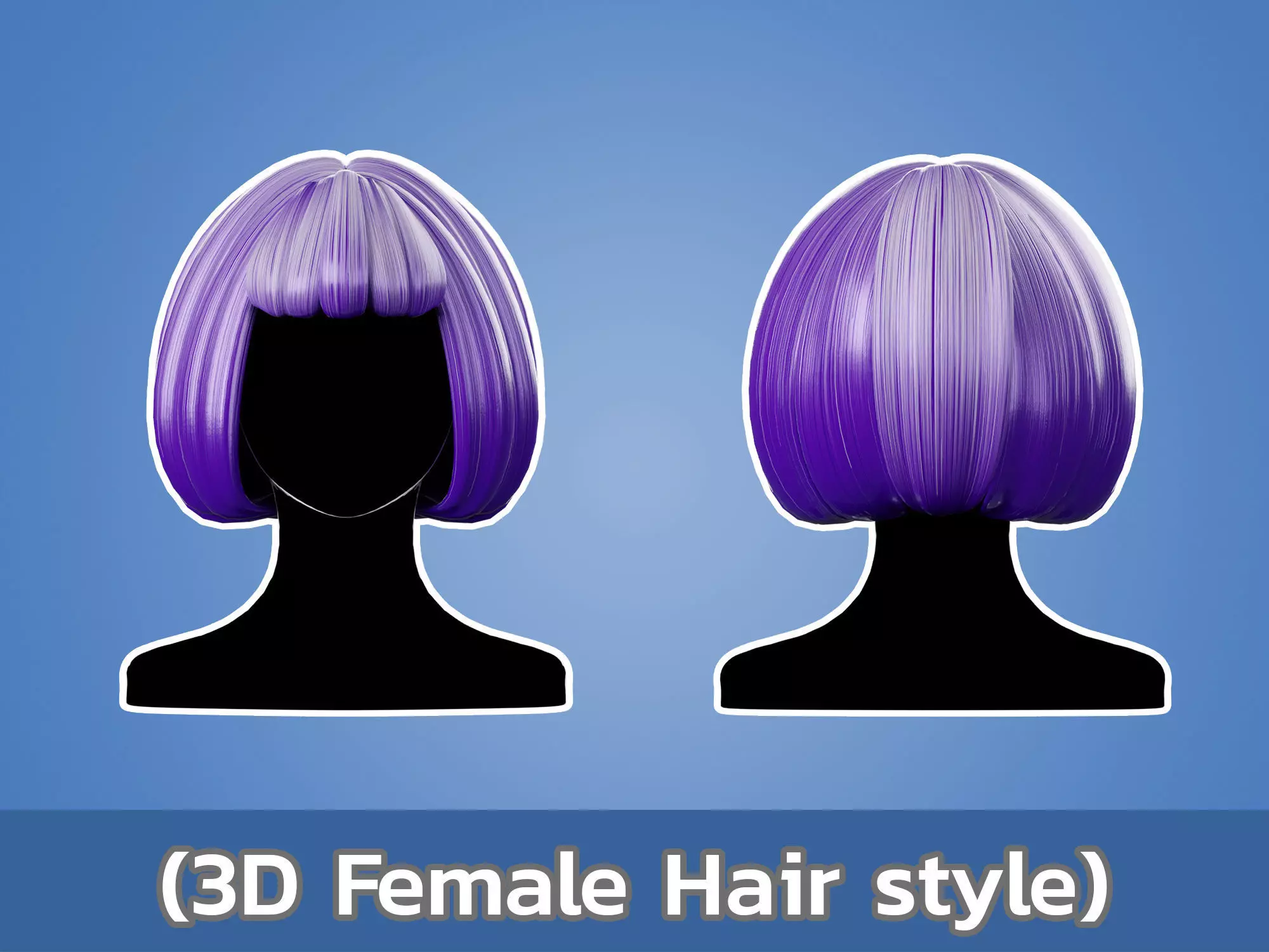 3D Hair Female 005 Free low-poly 3D model