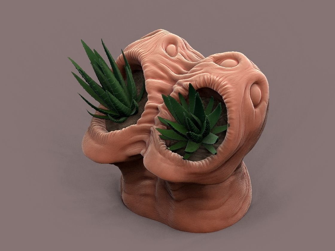 horror pot 2 heads for 3d printer-high poly model 3D print model_11