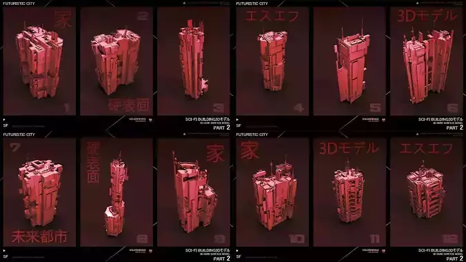FUTURISTIC CITY Sci-Fi Buildings 3D V2 3D model