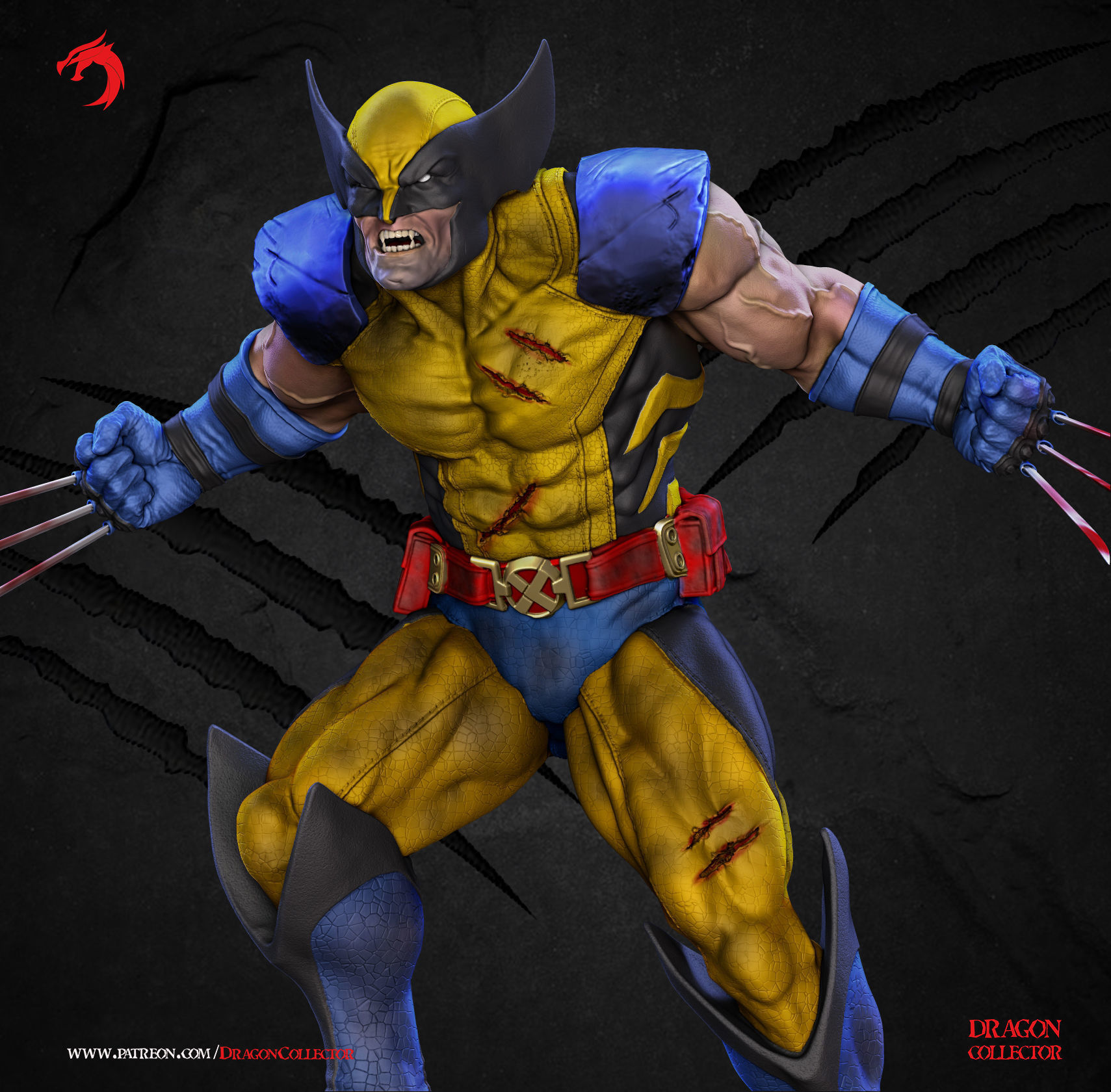 Wolverine Sculpture 3D print model_4
