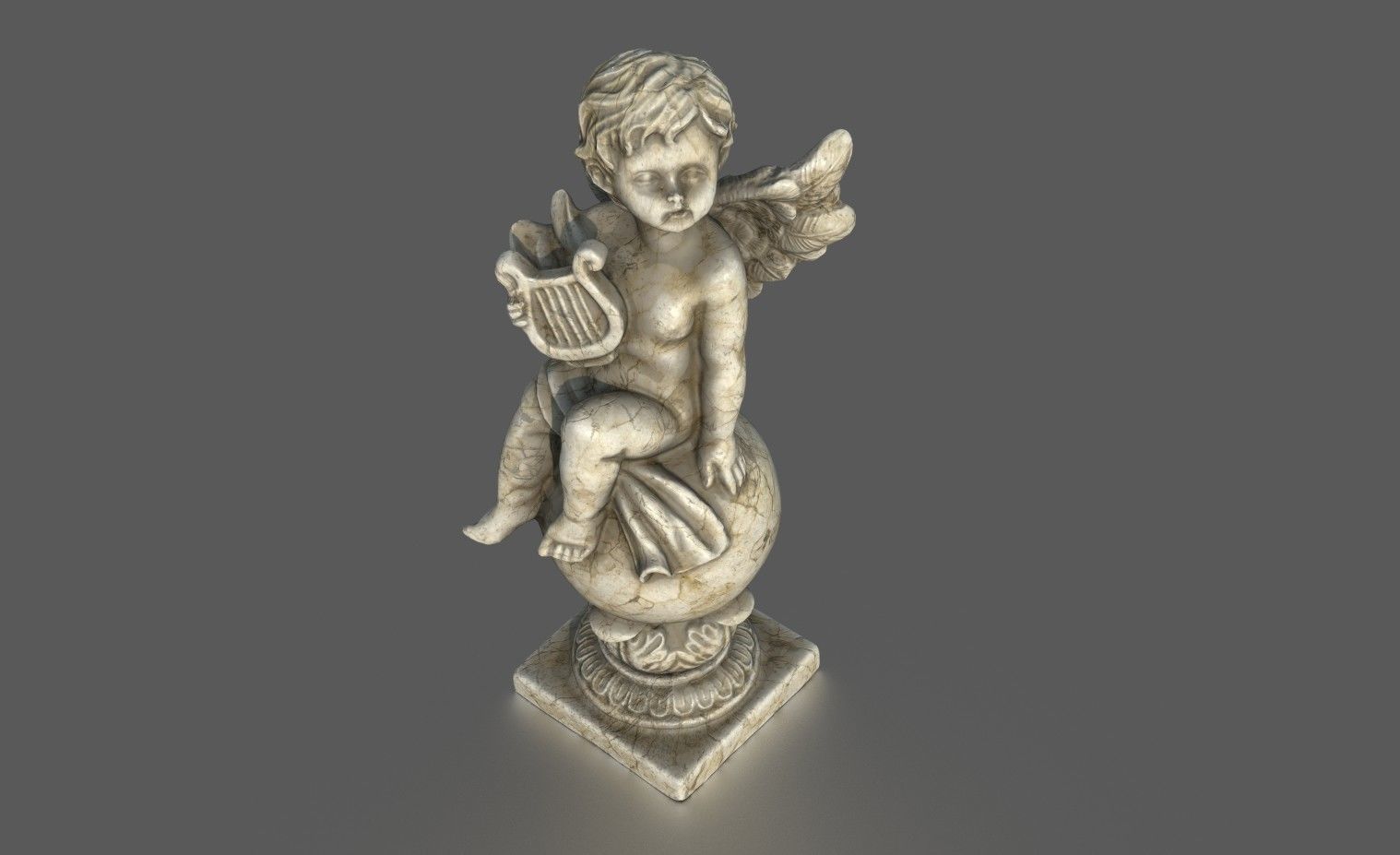 ANGEL WITH HARP Low-poly 3D model_6