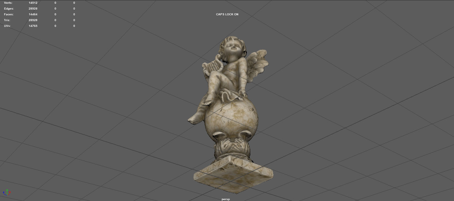 ANGEL WITH HARP Low-poly 3D model_16