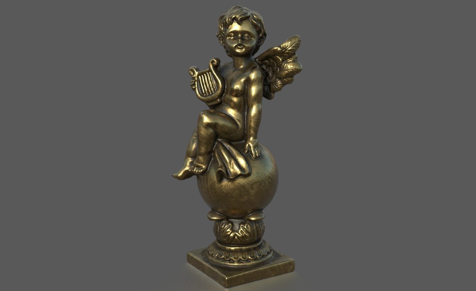 ANGEL WITH HARP Low-poly 3D model_5