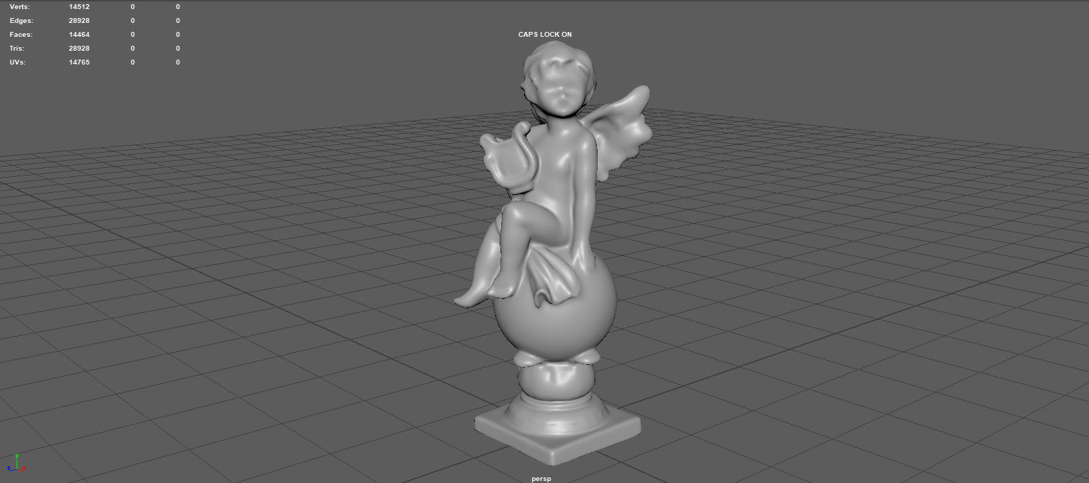 ANGEL WITH HARP Low-poly 3D model_10