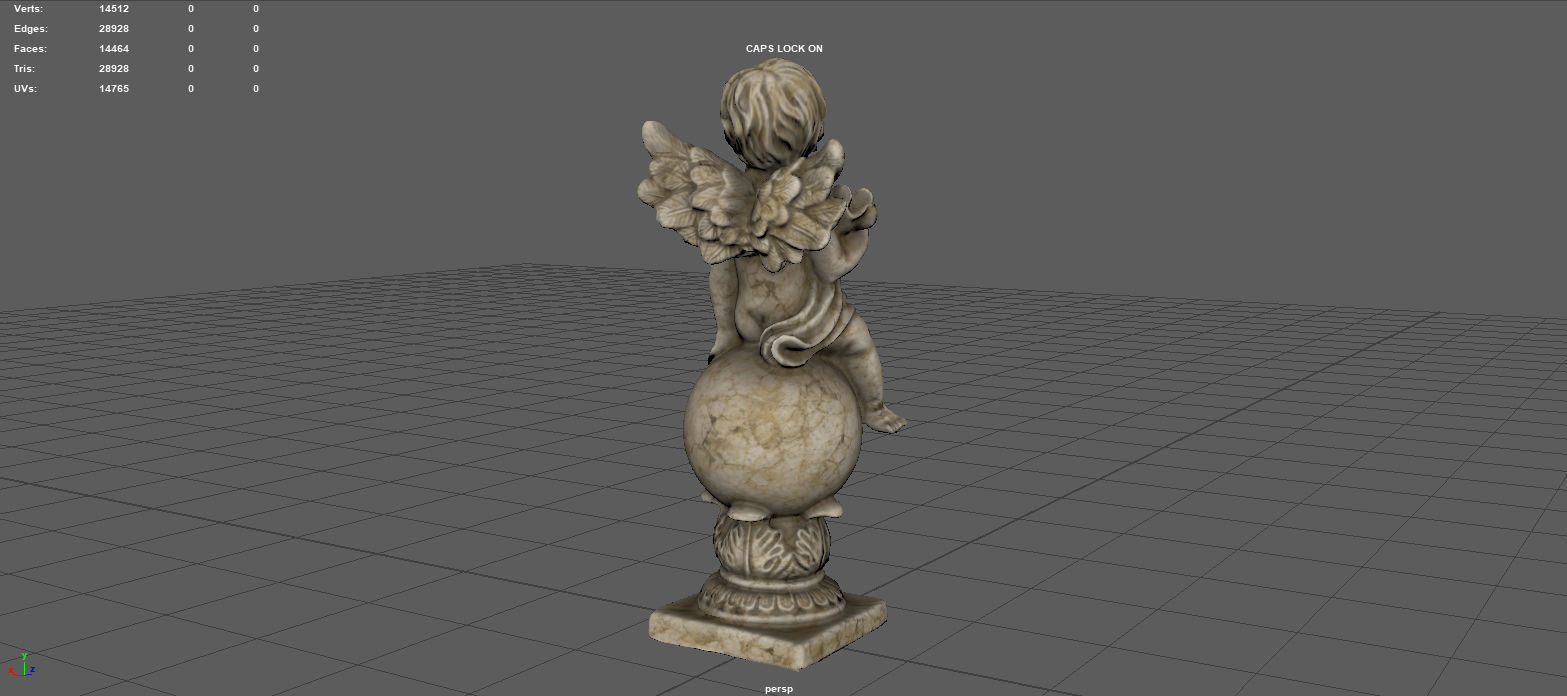 ANGEL WITH HARP Low-poly 3D model_15