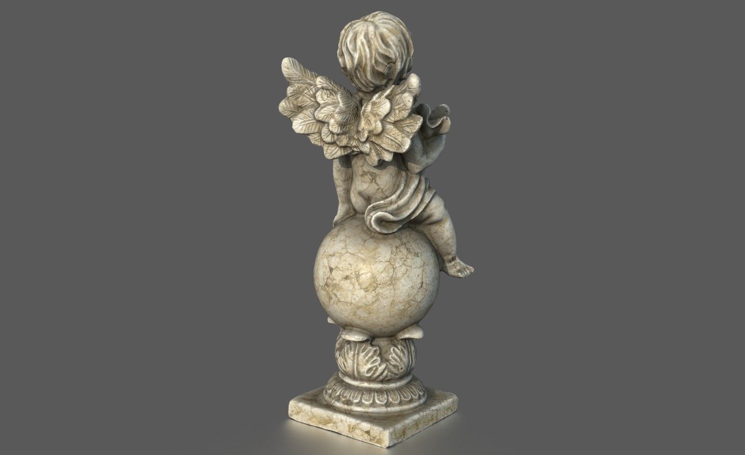 ANGEL WITH HARP Low-poly 3D model_8