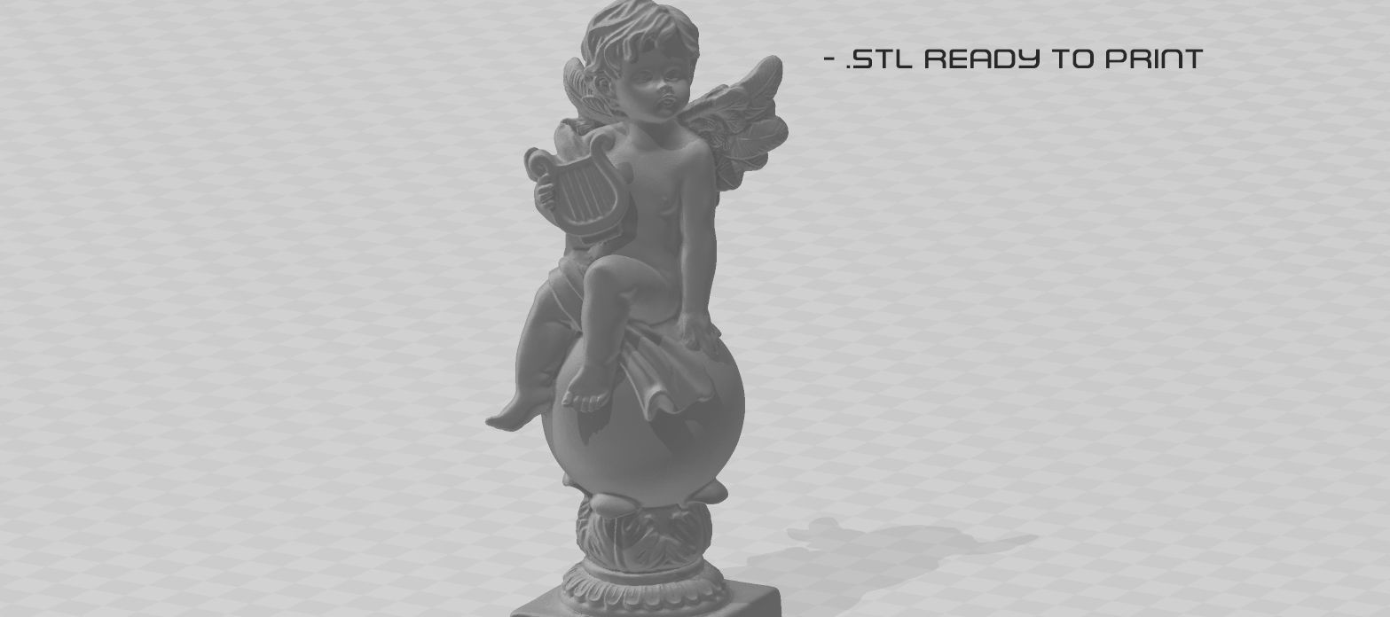 ANGEL WITH HARP Low-poly 3D model_12