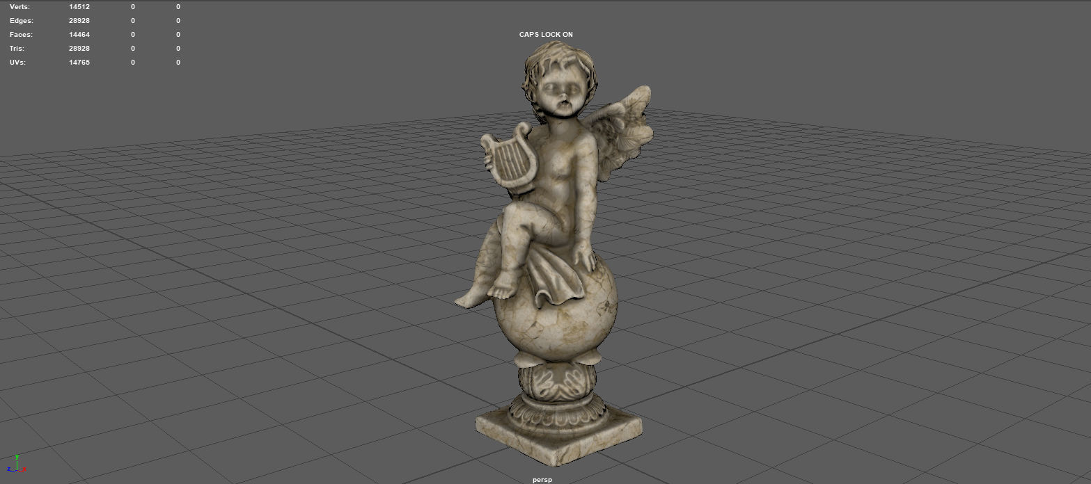 ANGEL WITH HARP Low-poly 3D model_9