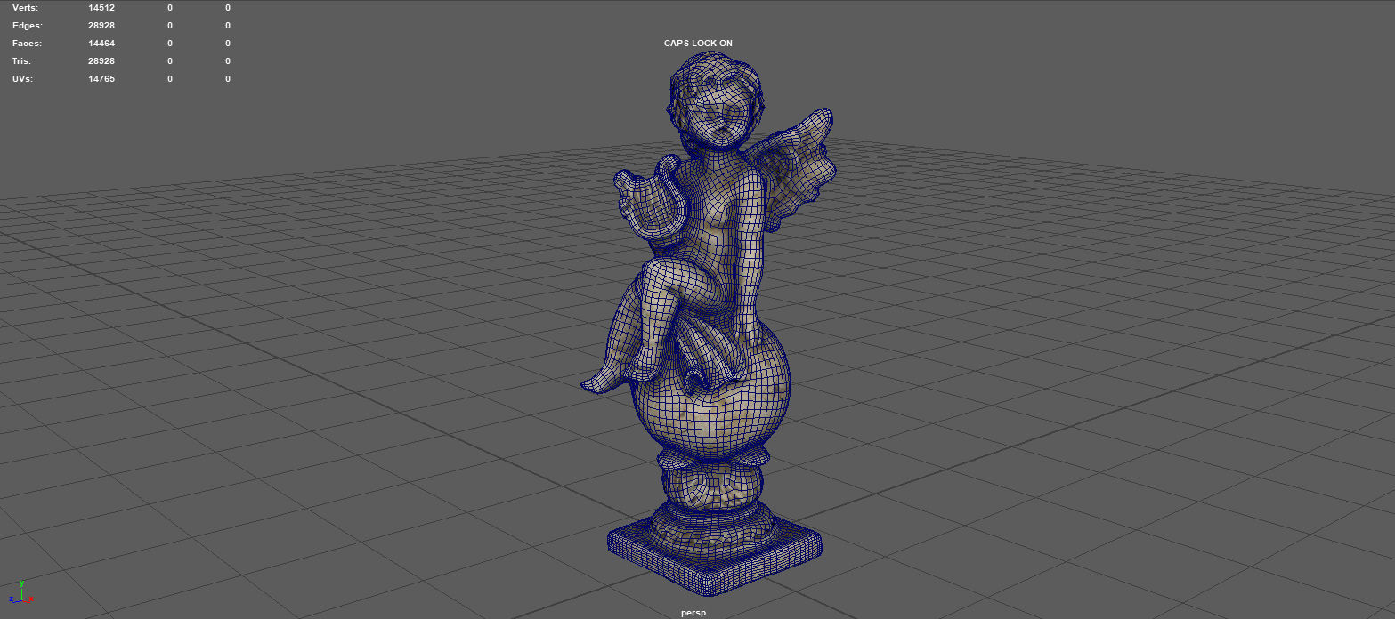 ANGEL WITH HARP Low-poly 3D model_14