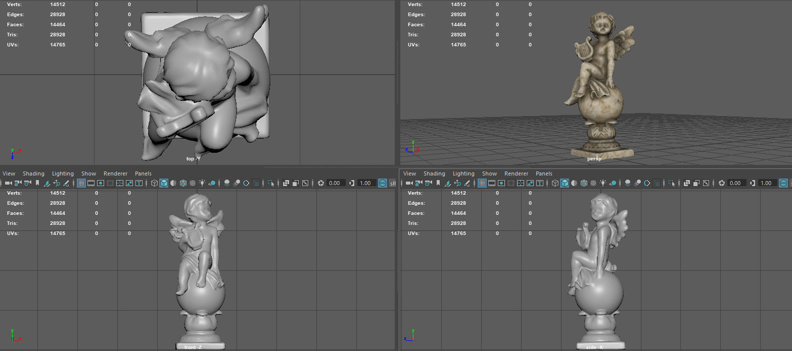 ANGEL WITH HARP Low-poly 3D model_18