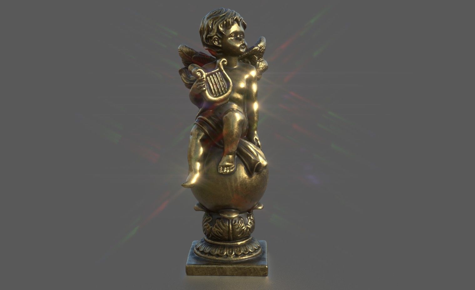 ANGEL WITH HARP Low-poly 3D model_1