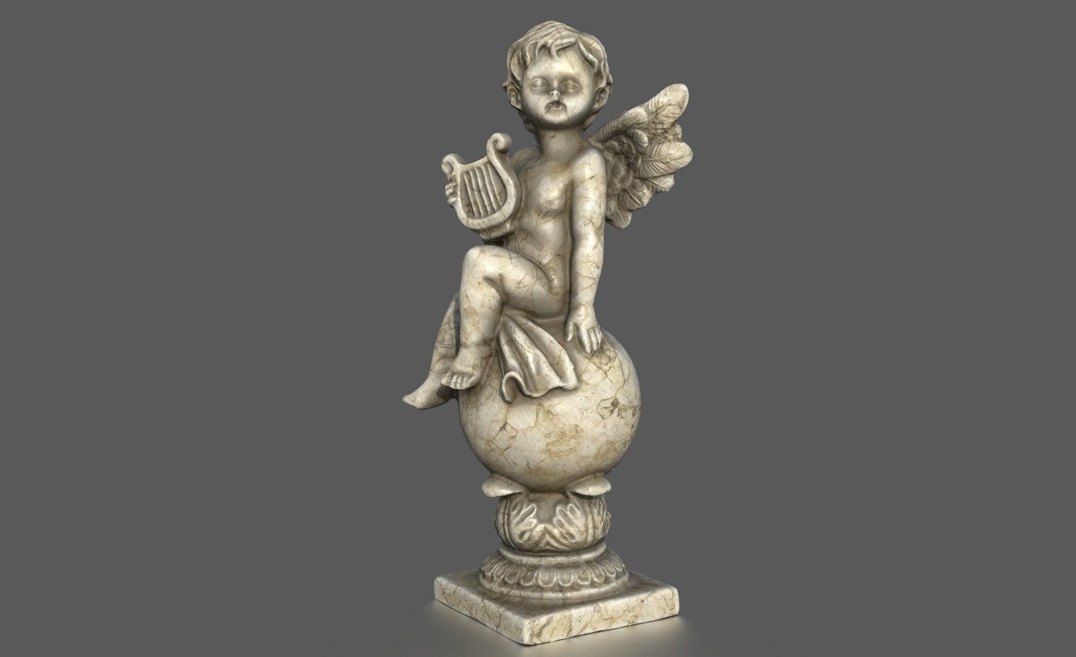 ANGEL WITH HARP Low-poly 3D model_4