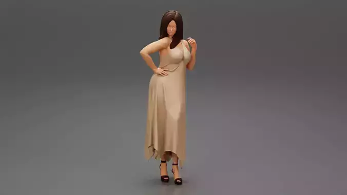 Young Woman wearing sleeve loose dress