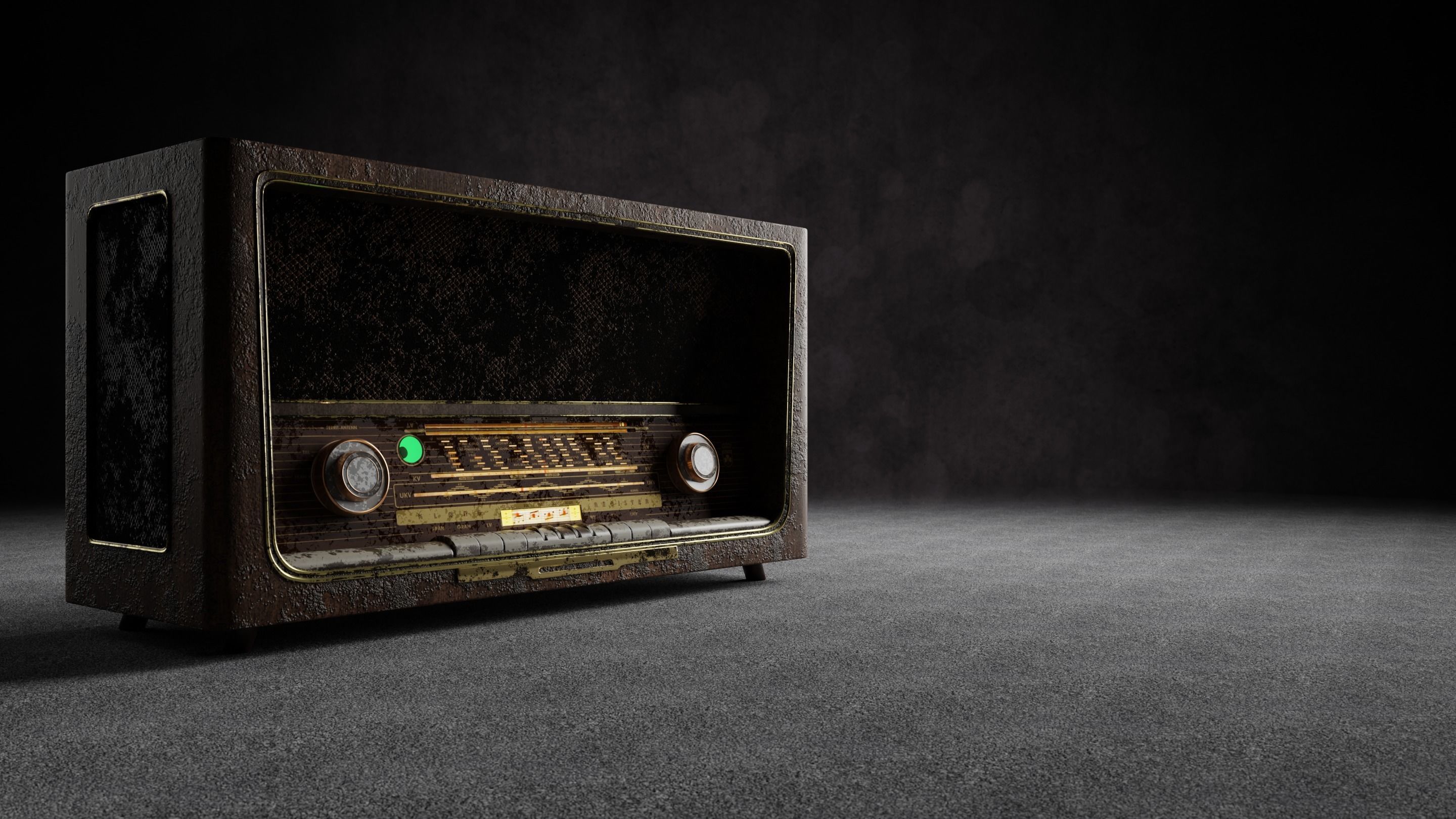 Vintage Radio Clean and Dirty version Low-poly 3D model_3