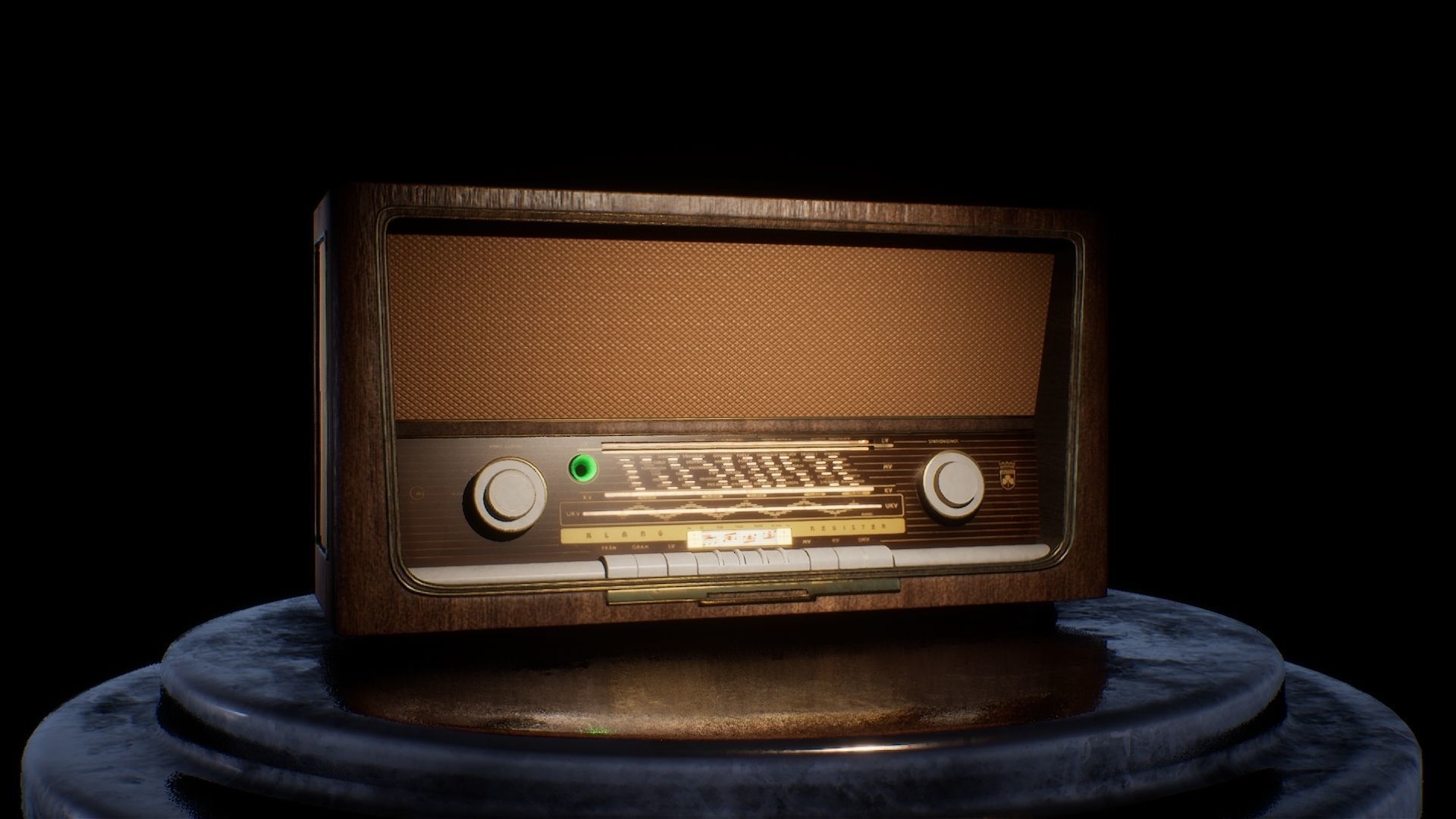 Vintage Radio Clean and Dirty version Low-poly 3D model_5