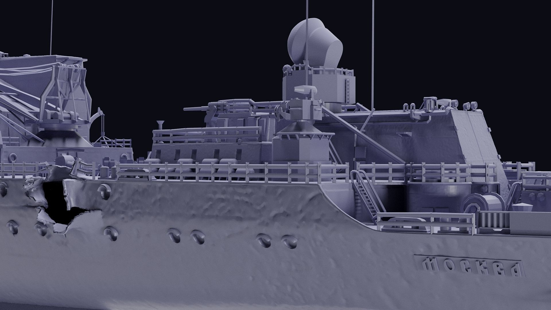 Russian warship 3D print model_7