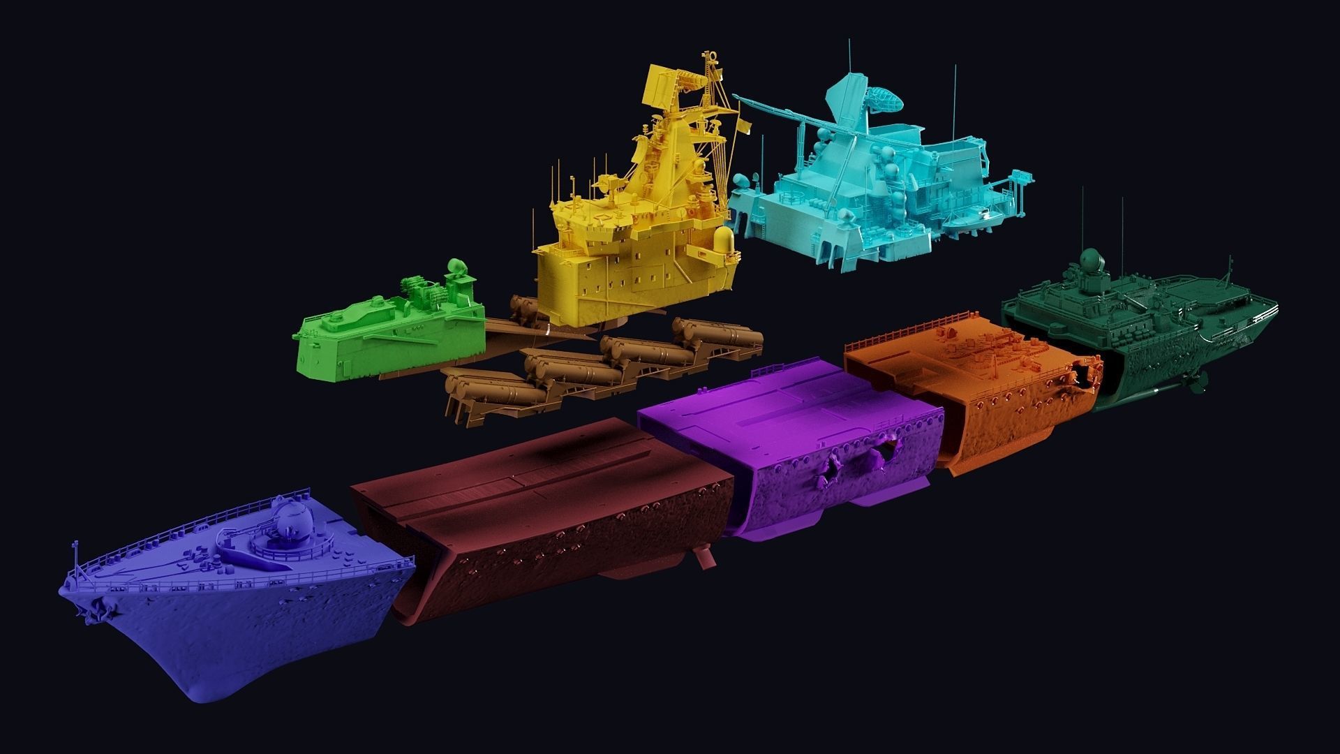 Russian warship 3D print model_13
