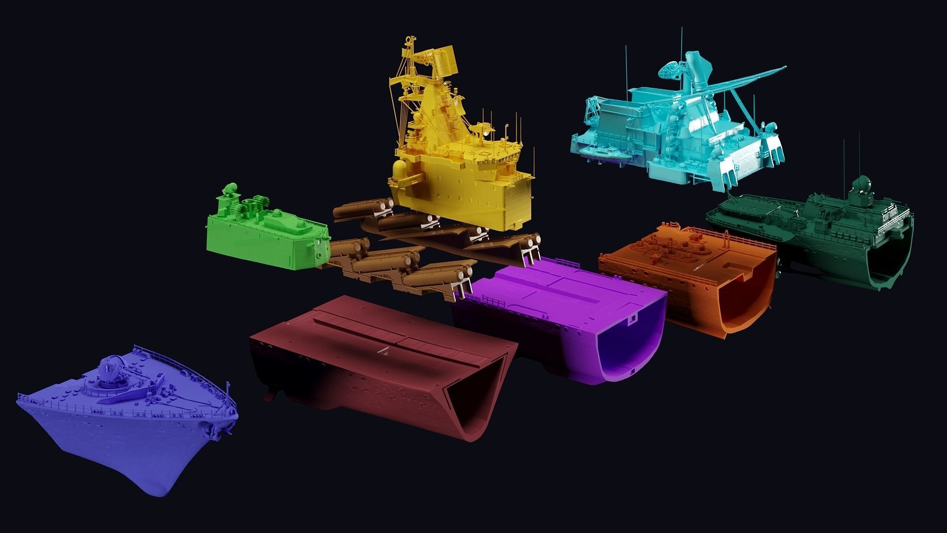 Russian warship 3D print model_15